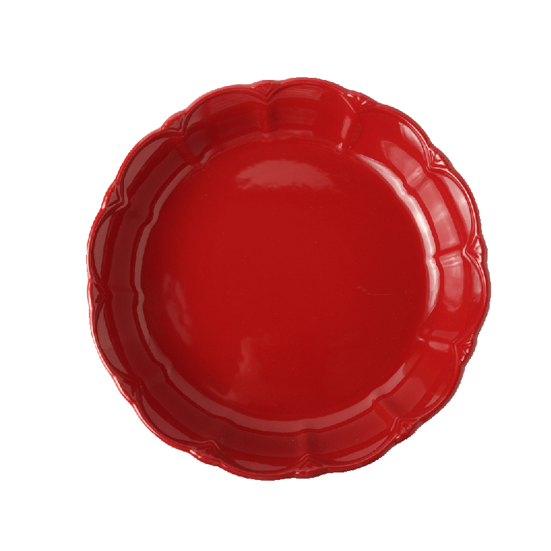 烤盘 PH创意红色陶瓷盘子 家用深盘菜盘烘焙烤肉盘西餐盘焗饭21cm盘