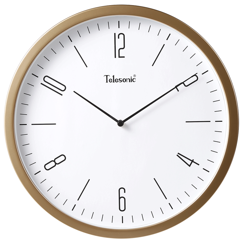 天王星(Telesonic)圆形个性创意时钟表简约艺术现代家庭餐厅卧室书房客厅挂钟静音石英钟