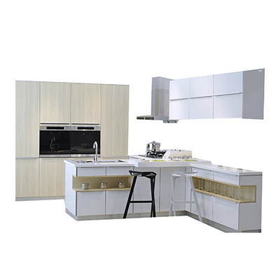 居里亚模压橱柜 现代简约橱柜定制整体橱柜 L字型厨柜厨房 全屋家具定制
