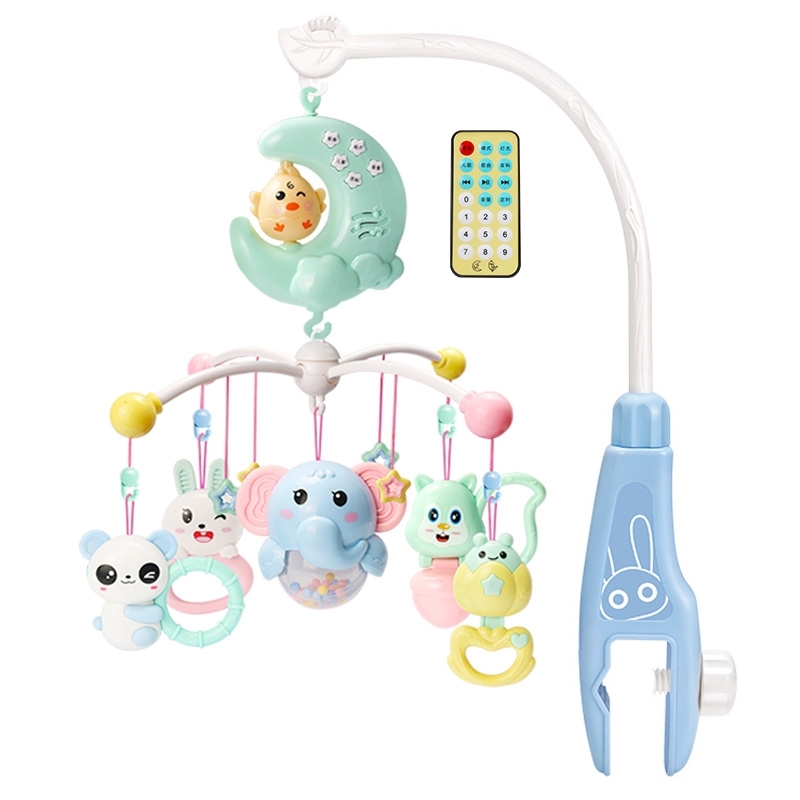 床铃音乐旋转婴儿玩具0-1岁床头摇铃智扣幼儿宝宝 星空投影1010个内容蓝充电版