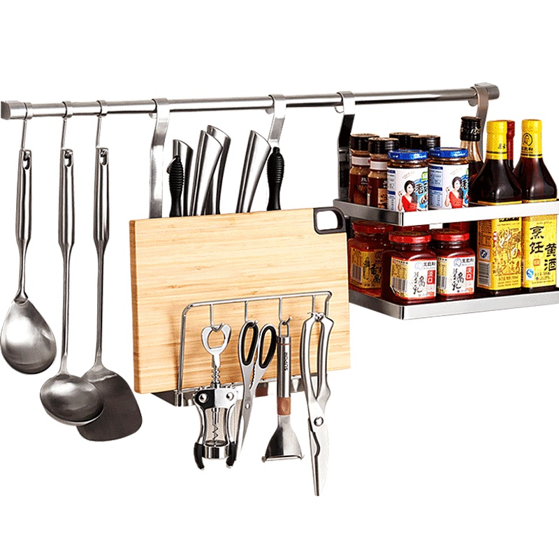邦禾 304不锈钢厨房收纳整理架 橱柜置物架挂架刀架砧板碗碟架