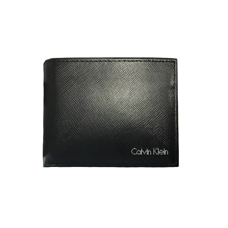 Calvin Klein卡文克莱 真皮PVC 男士十字纹时尚短款钱包男(带证件夹)