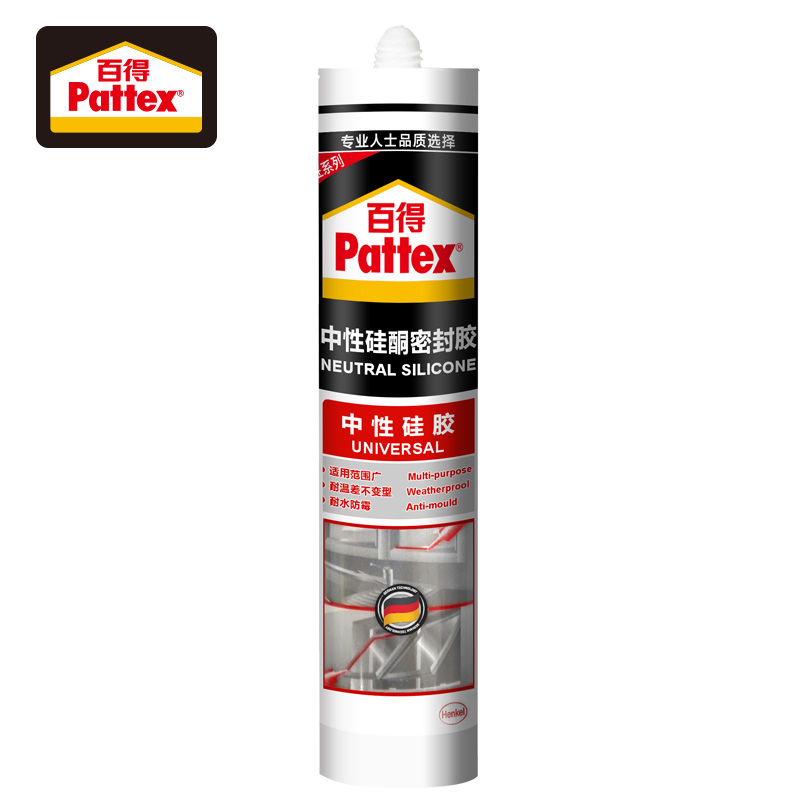德国汉高百得PATTEX 玻璃胶 SPU 通用型 防霉防水防黑 厨卫 阳光房 防霉密封胶 中性硅胶 0级防霉