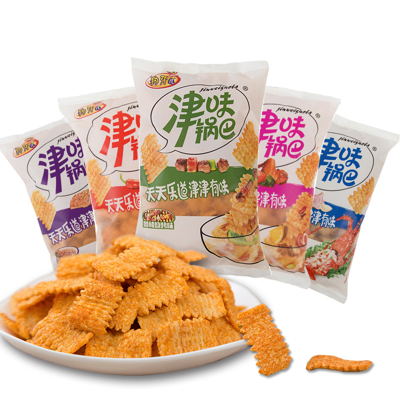 狗牙儿津味大米小麦锅巴300g包酱汁牛肉味休闲膨化食品零食好吃