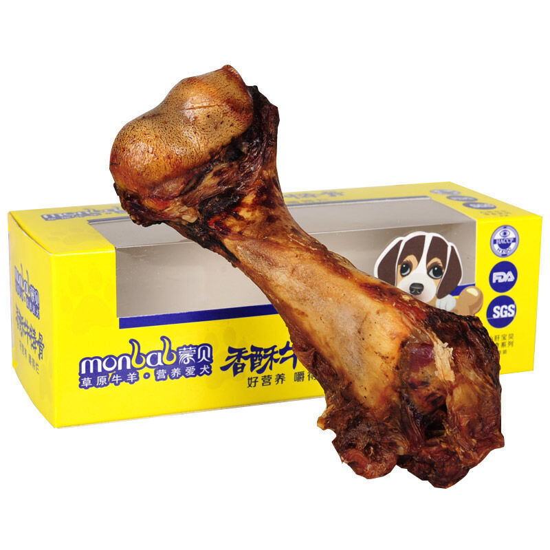 蒙贝(monbab) 狗狗磨牙牛棒骨带肉骨头金毛德牧磨牙棒耐咬带肉牛骨狗零食 大号