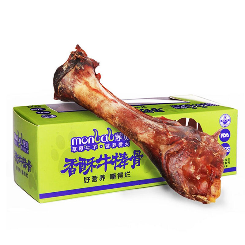 蒙贝(monbab) 狗狗磨牙牛棒骨带肉骨头金毛德牧磨牙棒耐咬带肉牛骨狗零食 小号