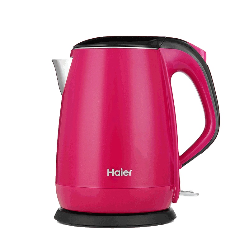 Haier/海尔 HKT-2719R电热水壶1.7升 双层防烫 304不锈钢 电烧开水壶