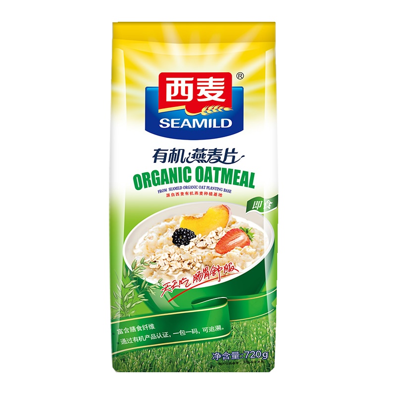 西麦 有机燕麦片720g/袋 即食免煮不添加蔗糖 冲饮麦片 营养谷物早餐