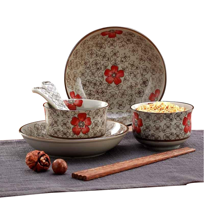 风源8头红富贵陶瓷餐具套装 釉下彩韩式家用实用餐具