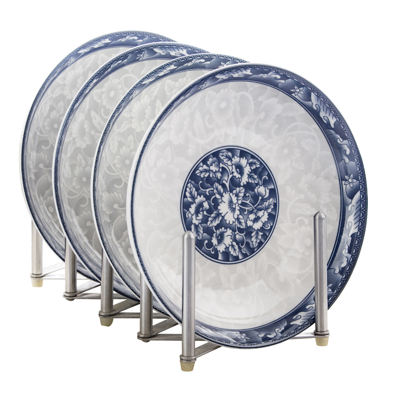 风源家用深盘果菜碟盘子碟子创意日式餐具9英寸装菜盘子4个装