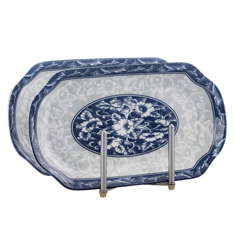 风源釉下彩长方形大号鱼盘 创意日式餐具陶瓷家用蒸烤菜鱼盘子1个装