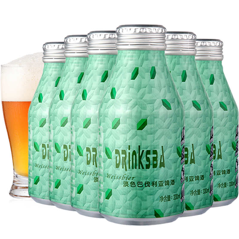 [Drinksba]淡色巴伐利亚精酿白啤酒330ml*6铝罐二次发酵 酒香四溢
