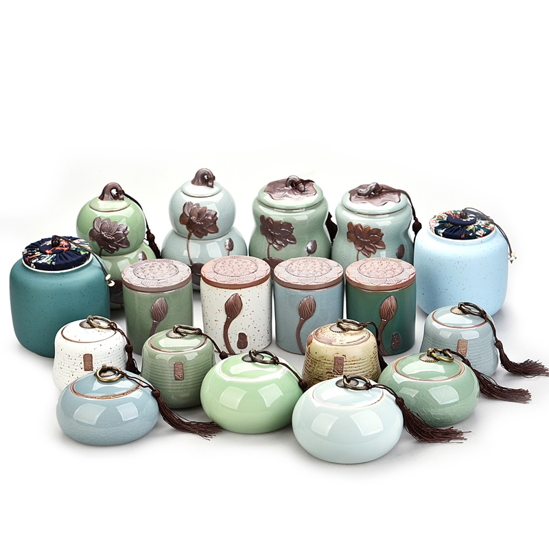 茶叶罐陶瓷普洱茶密封存储罐大小号便携旅行茶仓茶叶包装盒