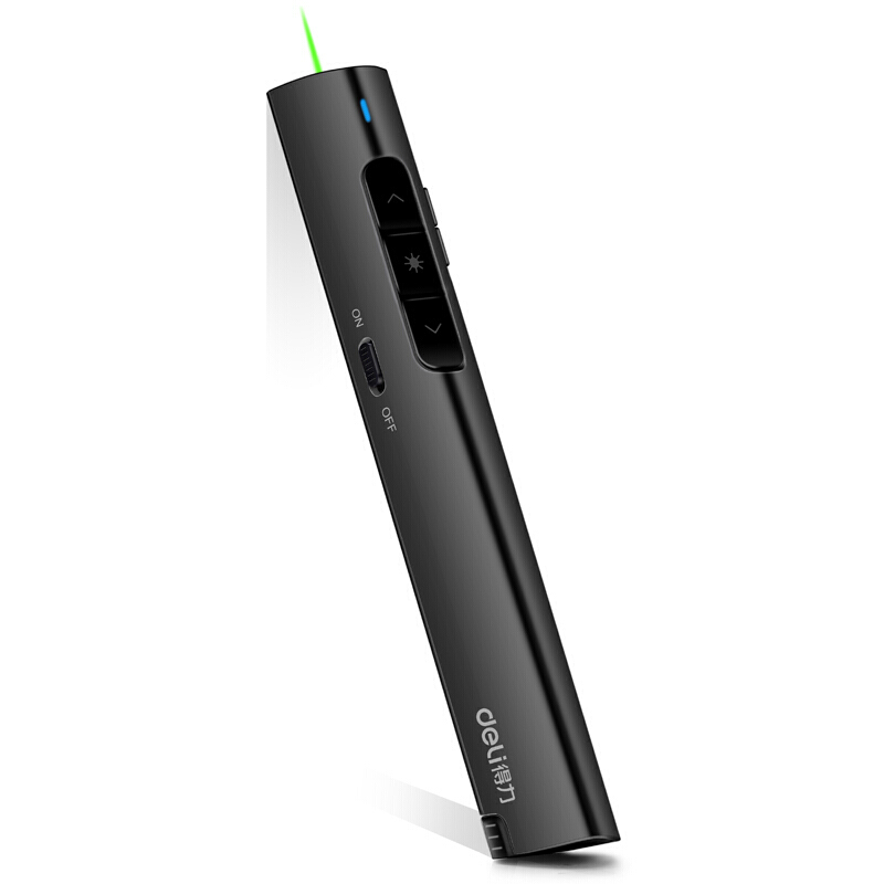 得力（deli） 2801 可充电便携式翻页笔/PPT翻页笔/激光翻页笔/无线演示器 绿光 黑色款