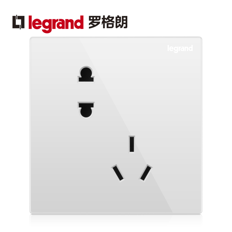 罗格朗(Legrand)开关插座仕典白色逸景二三插斜五孔错位5孔墙壁电源面板86型