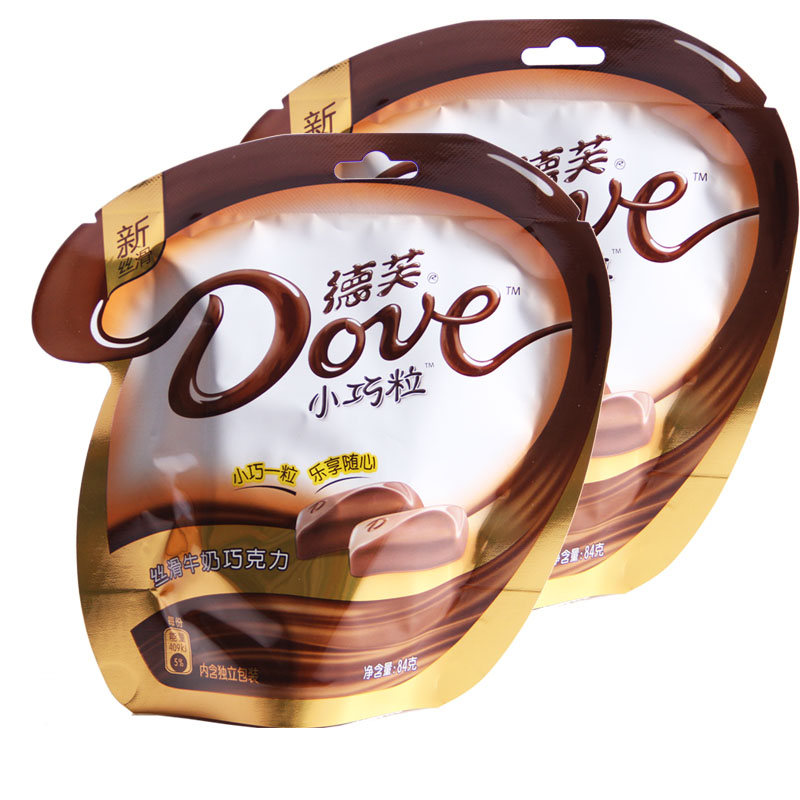 德芙dove巧克力牛奶巧克力84gx2袋装 含14小块丝滑美味零食糖果包邮