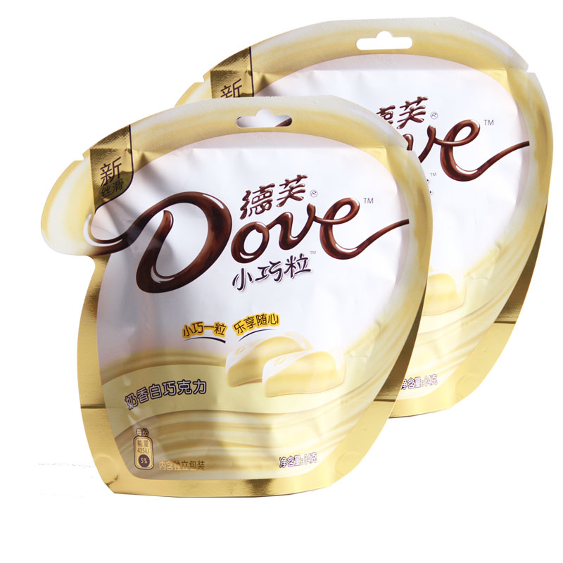 德芙dove奶香白巧克力84gx2袋装 含14小块丝滑美味零食糖果包邮