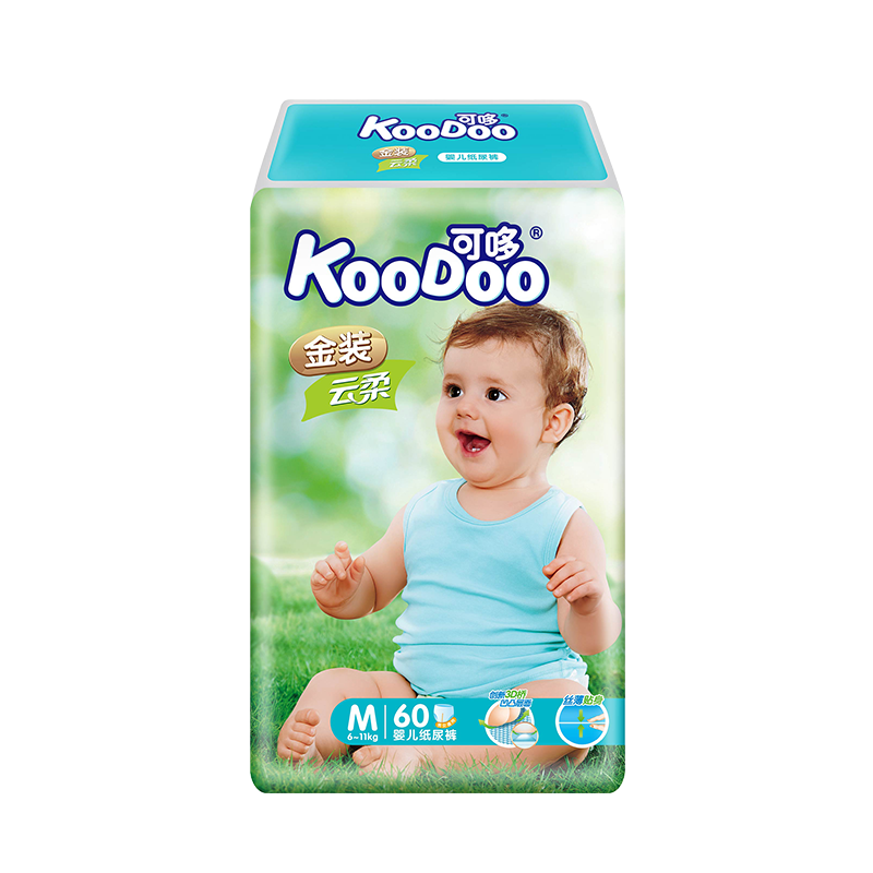 可哆(KooDoo)纸尿裤 金装云柔婴儿尿不湿 中号M码32片[6-11kg]