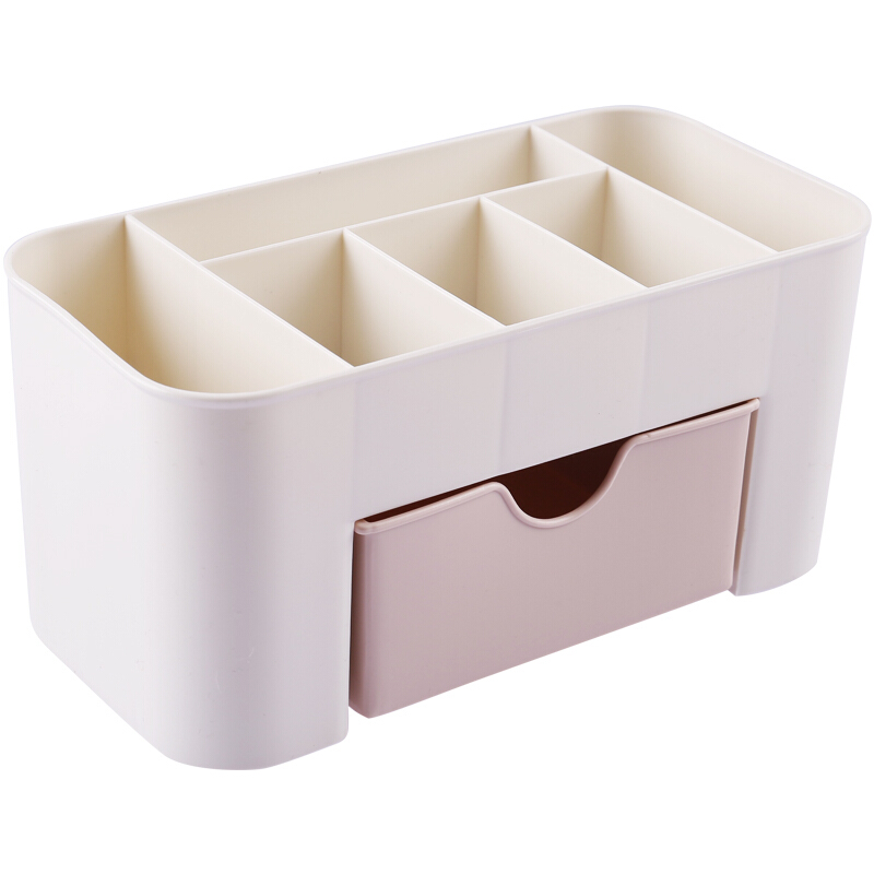 桌面抽屉式收纳盒化妆盒塑料家用多功能储物盒首饰盒办公桌收纳盒粉色215g