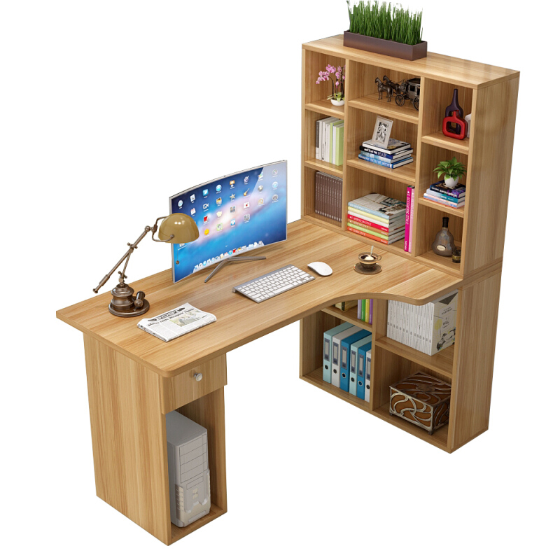 转角书桌电脑桌台式家用学生写字台书柜书架组合桌子书房简约木桌