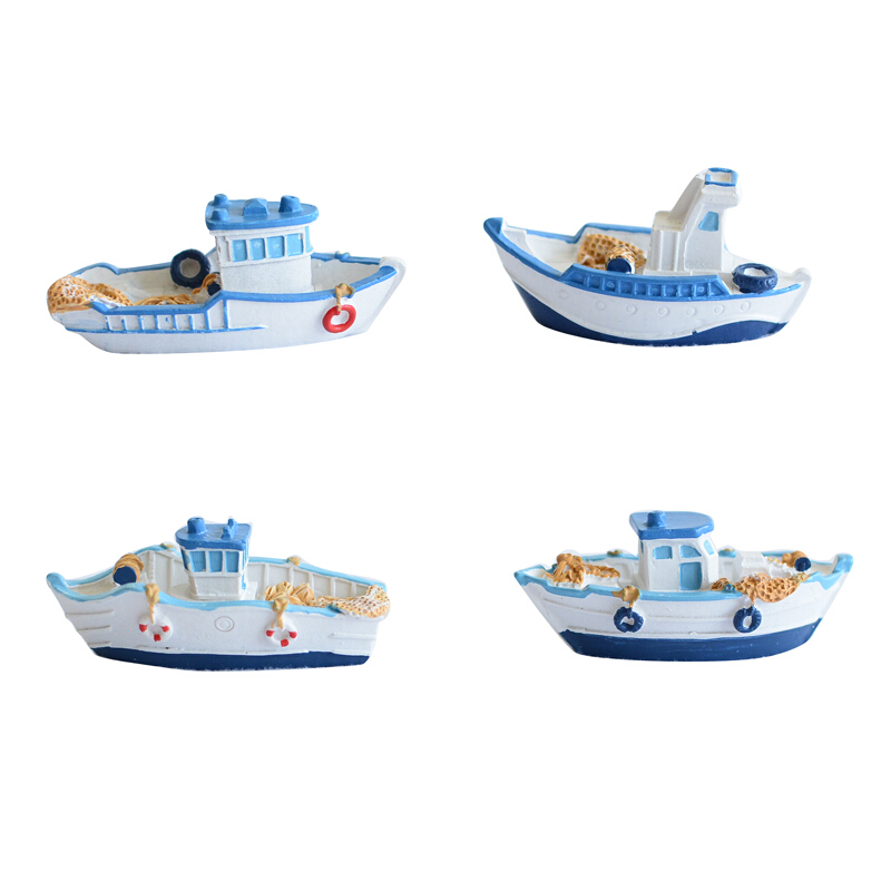 创意微景观装饰海洋风格树脂小船模型手工艺品迷你船摆件地中海