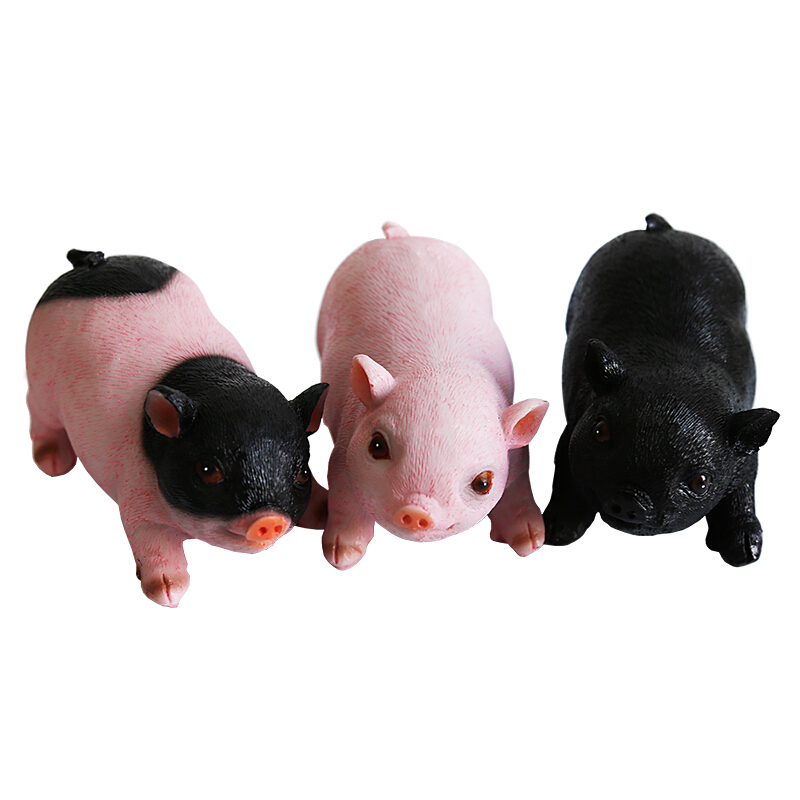 创意仿真小猪摆件创意动物家居客厅装饰品生日礼物树脂工艺品塑