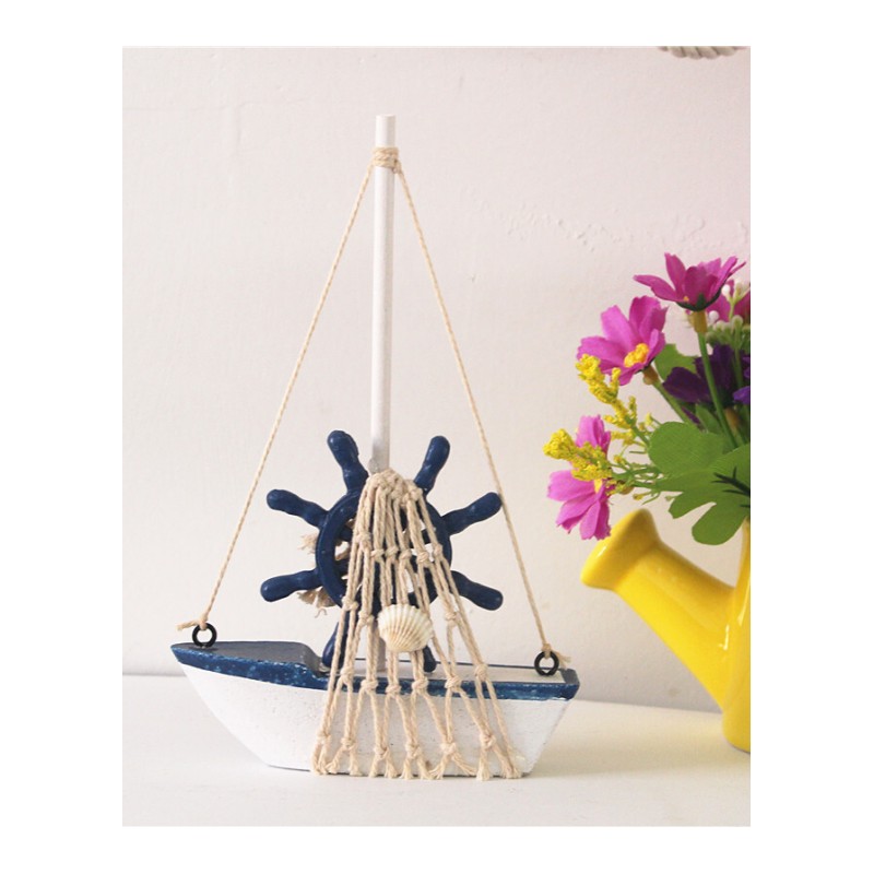 地中海实木帆船模型摆件一帆风顺木船工艺品创意家居装饰客厅酒柜