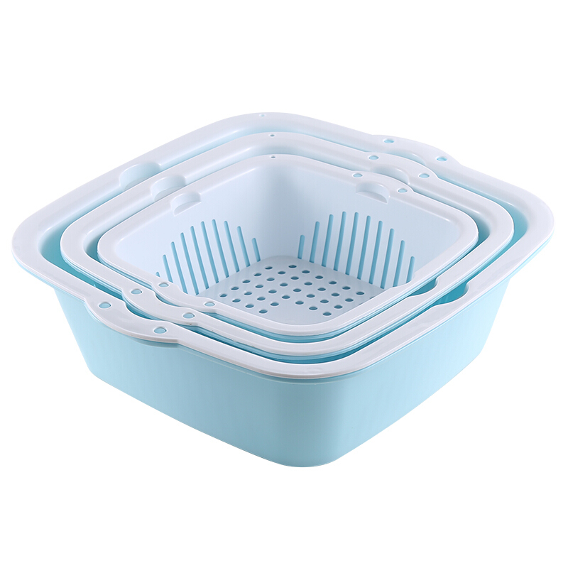 双层塑料沥水篮洗菜盆洗菜篮厨房家用创意淘米洗水果菜篮子水果盘
