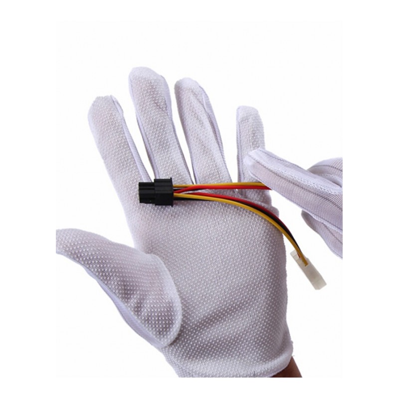 防静电点塑条纹手套无尘透气薄劳保涤纶导电纤维丝工作工业手套防静电条纹点胶手套(10双/包)M