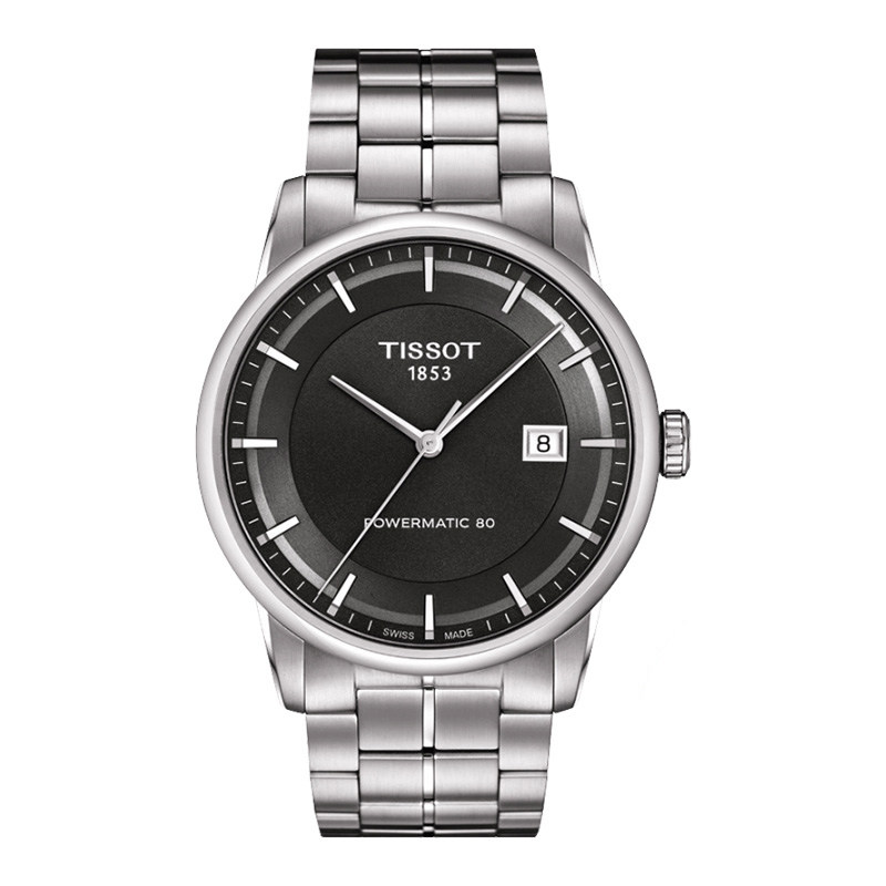 天梭(TISSOT)豪致系列浅灰色表盘钢带自动机械男士手表T086.407.11.061.00机械表 男金属