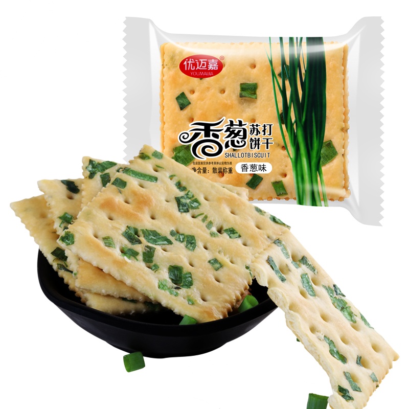 优麦嘉香葱苏打咸味饼干500g长方形散装零食饼干