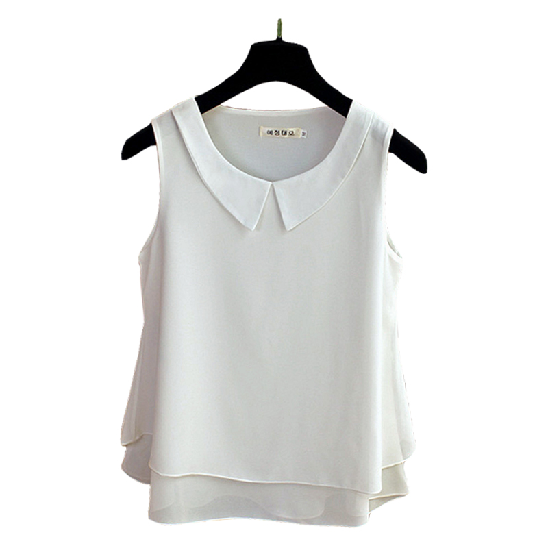 雪纺上衣夏季宽松百搭无袖雪纺衫带背心