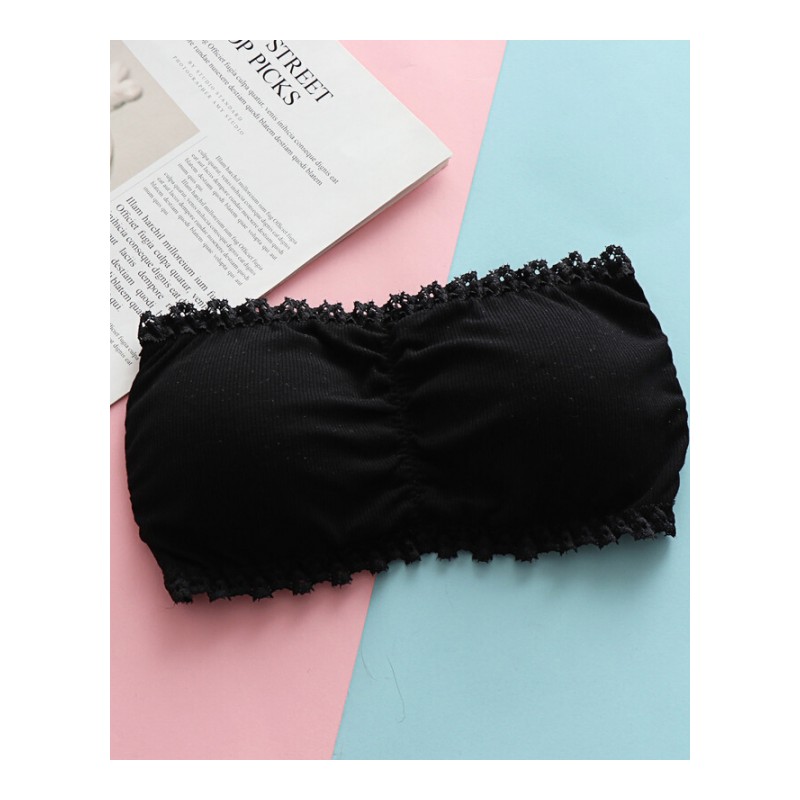 无肩带裹胸抹胸式拢薄款无带内衣上托打底文胸2件黑均