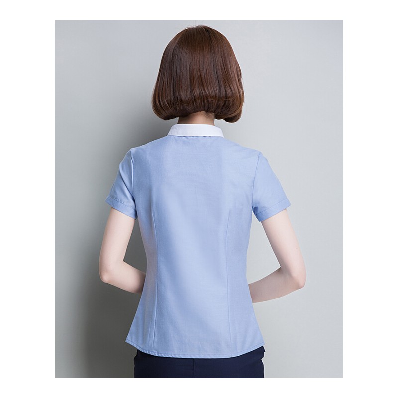 2018款短袖衬衫刺绣韩版修身百搭作职业白衬衣正