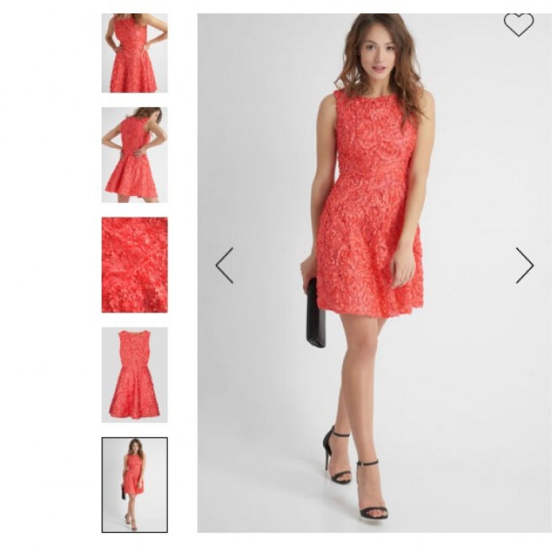 时尚洋气立体花瓣摆无袖礼款连衣裙红