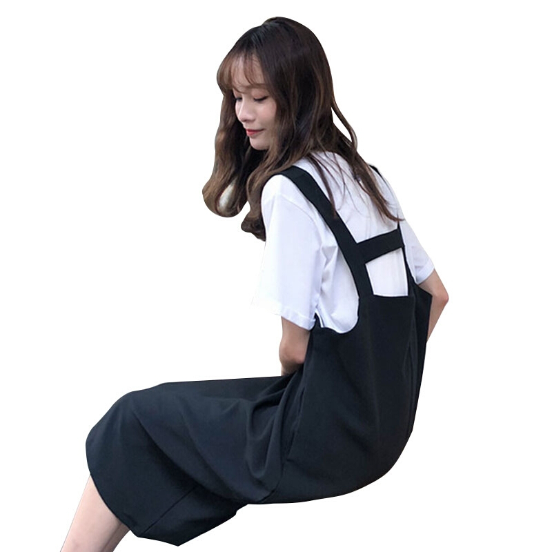 imiss裙宽松长裙女慵懒风chic简主义00后森系连衣裙小清新 黑色 均码