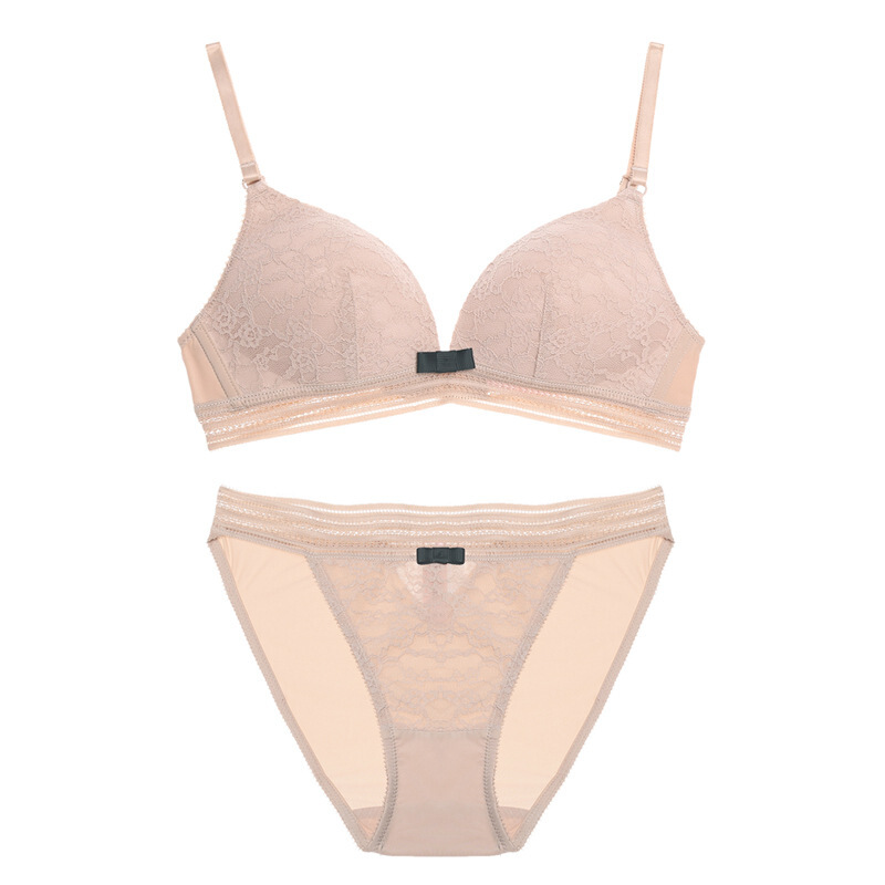 无钢圈文胸套装薄款透气性感蕾丝清新少女士无痕内衣