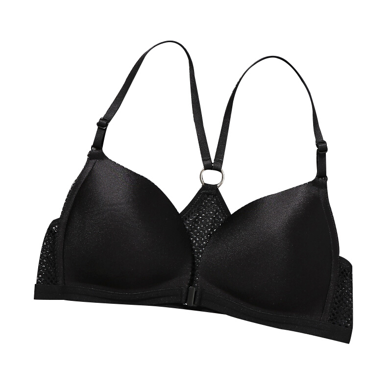 黑色带打底带胸垫无钢圈运动内衣少女性感文胸美背抹胸裹胸胸罩黑色均码