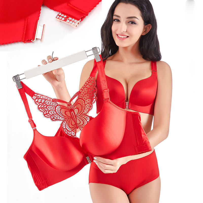 前扣文胸背心式收副乳薄款大胸显小胸罩200斤女士胖mm内衣套装CDE