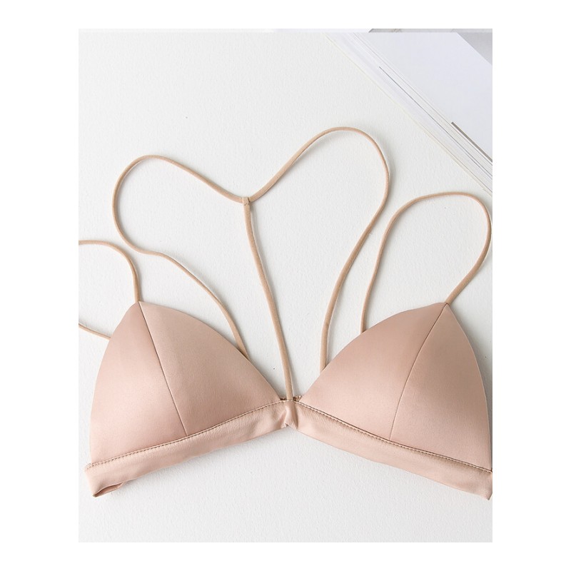 性感无钢圈文胸细肩带挂脖抹胸小胸内衣三角杯内搭胸衣薄款女