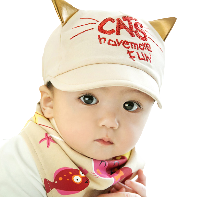 婴儿帽子春秋1-2岁儿童帽男童韩版潮0宝宝鸭舌帽3小孩6-12个月夏三角巾套装