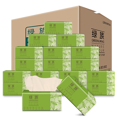 绿族本色纸巾5包家用抽纸整箱家用餐巾纸面巾纸100抽3层实惠装