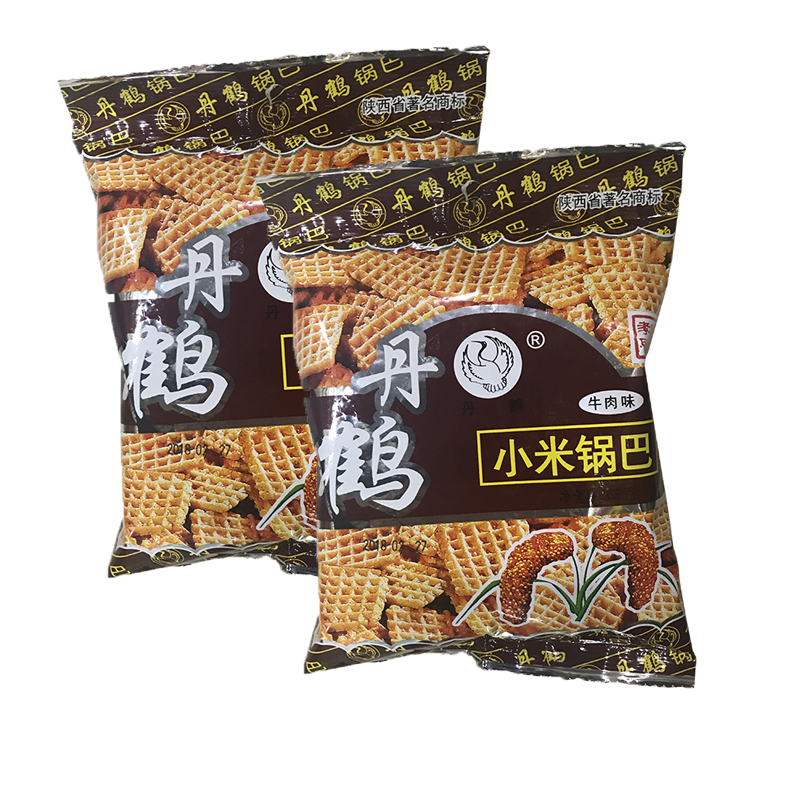 陕西西安特产丹鹤小米锅巴 牛肉味膨化食品65g*5袋