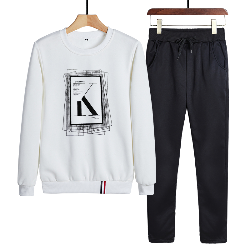 套头卫衣男秋冬季圆领休闲运动套装潮流时尚帅气学生男装两件套YTZ238