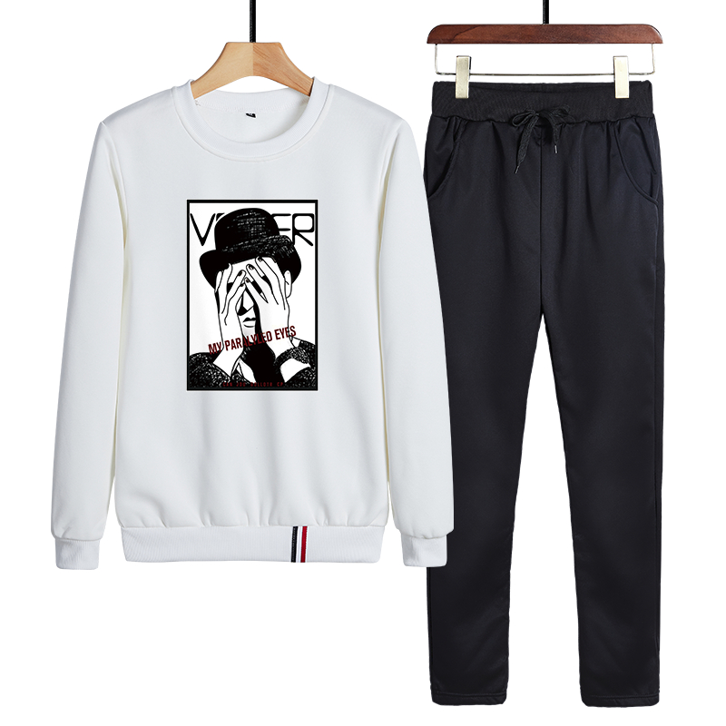 套头卫衣男秋冬季圆领休闲运动套装潮流时尚帅气学生男装两件套YTZ262