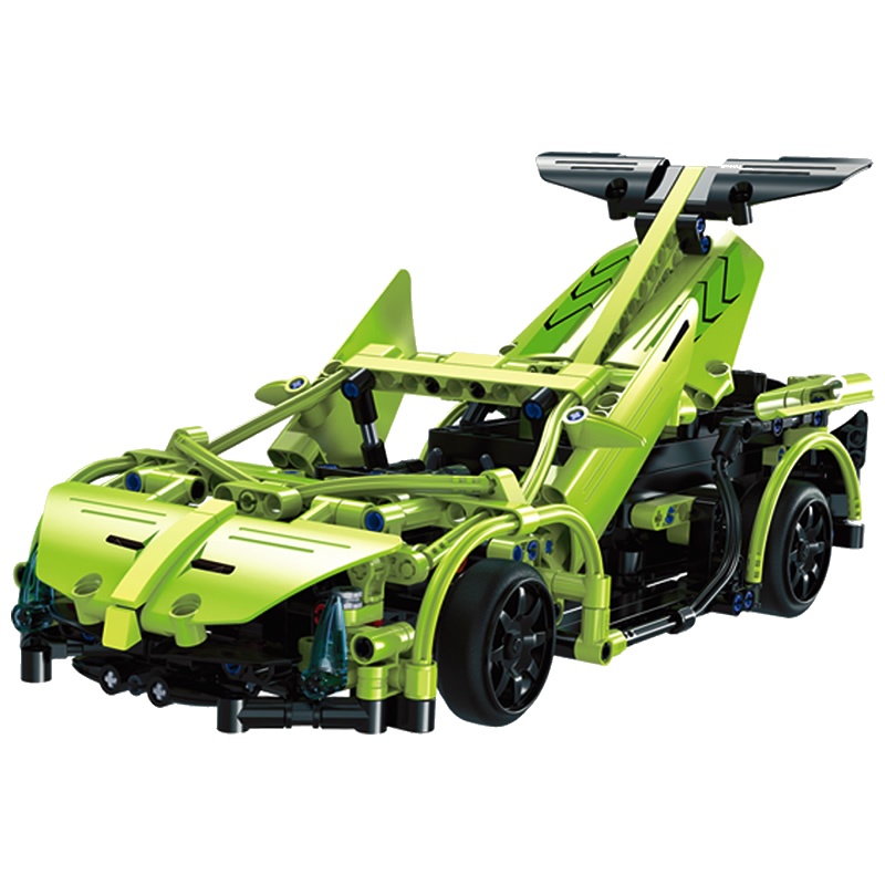 第1印象拼装积木遥控汽车拼装玩具拼插汽车模型益智儿童玩具车儿童启蒙益智拼装玩具汽车模型玩具绿剑跑车C51007