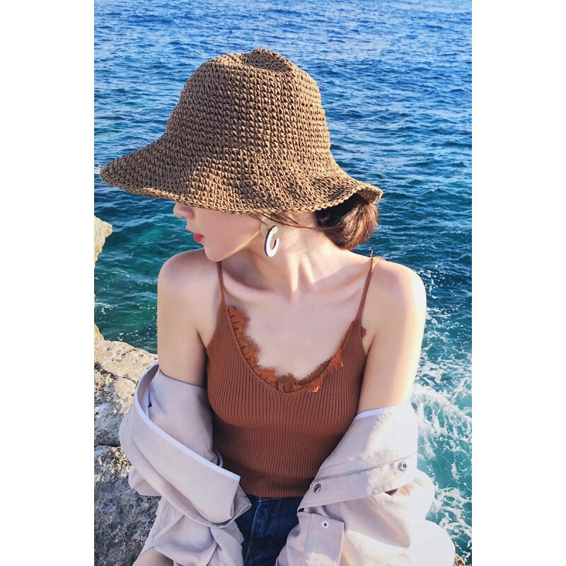 2018春装女装上衣纯色修身显瘦蕾丝带背心女内搭打底外穿黑色均码