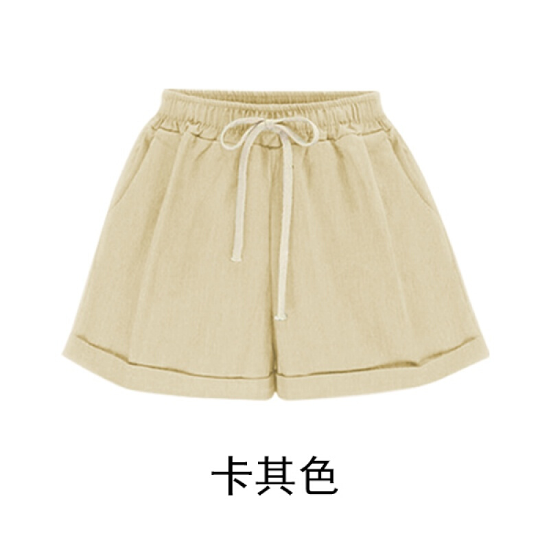 夏裤子女宽松休闲短裤弹力卷边胖MM加肥加大码显瘦三分裤a字热裤