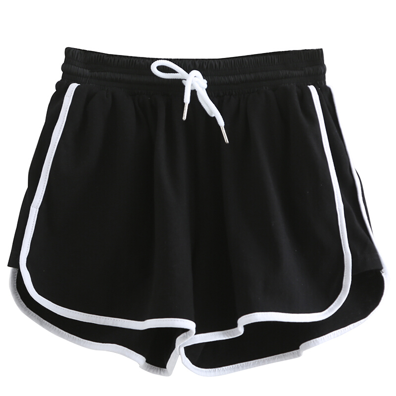 运动短裤女夏装2018学生宽松黑色针织跑步裤子 黑色 均码