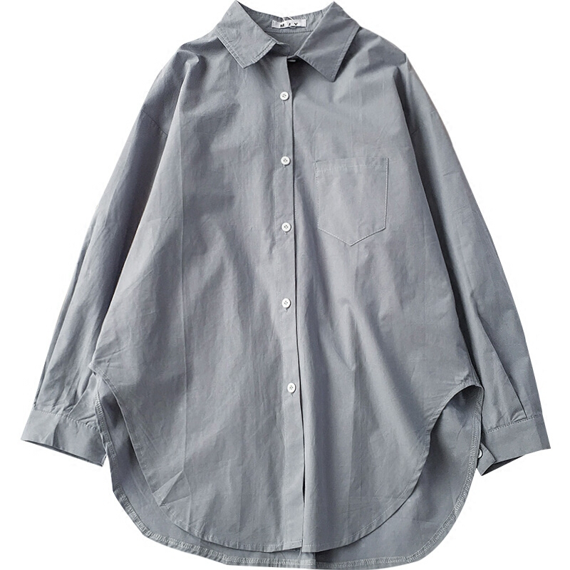 夏装2018女装韩版文艺学院风宽松衬衫女打底衫潮杏色均码